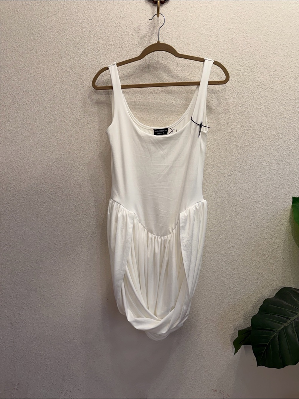 Daniele Morena White Draped Jersey Mini Dress | Medium